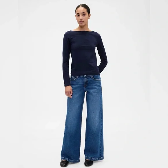 NWT | GAP Stretch Jersey Boatneck T-Shirt | Deep True Navy Blue XL | MSRP $29.99 - Picture 3 of 6